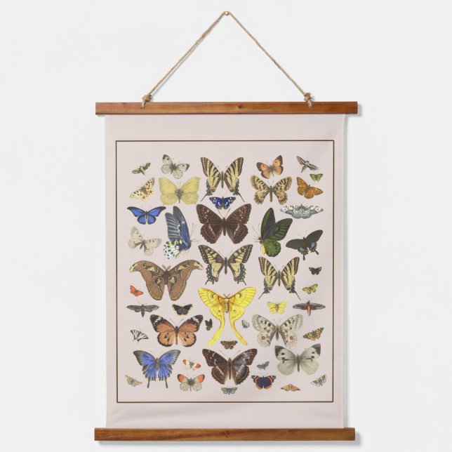 Vintage Butterflies Wall Hanging Tapestry (Front)