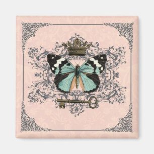 Vintage Butterfly and Crown magnet
