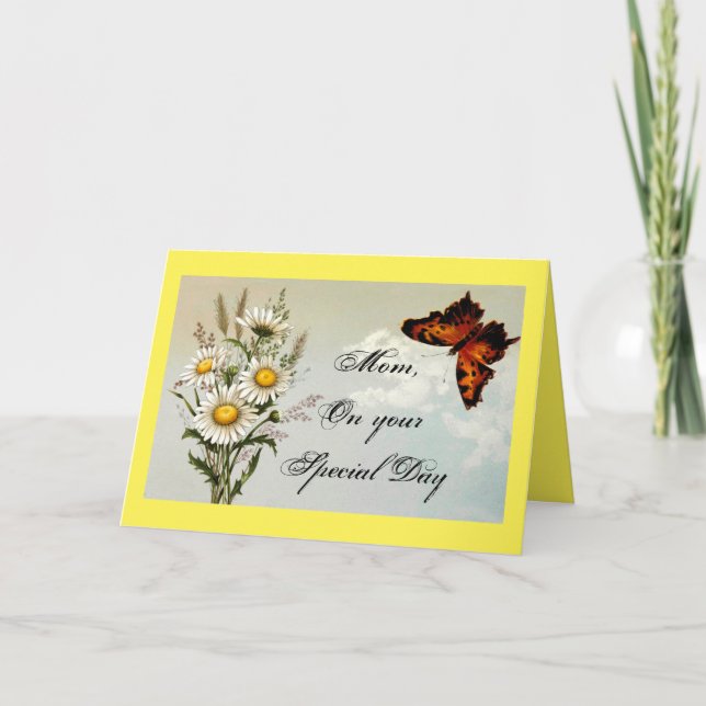 Vintage Butterfly And Flowers Birthday Card (Front)