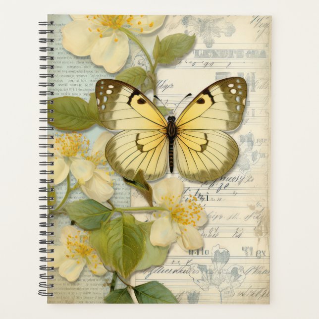 Vintage Butterfly and Flowers Planner (Front)
