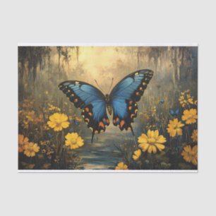 Vintage Butterfly and Yellow Flowers Decoupage Tissue Paper