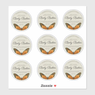 Vintage Butterfly Body Butter 2.5" Product Label