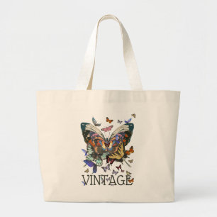 Vintage Butterfly Boho Cotton Tote Bag