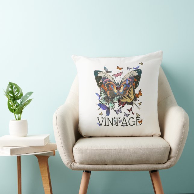 Vintage Butterfly Boho Throw Pillow (Chair)