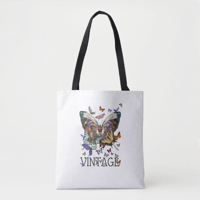 Vintage Butterfly Boho Tote Bag (Front)