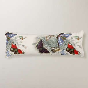 Vintage Butterfly Botanical Scientific Illustratio Body Cushion
