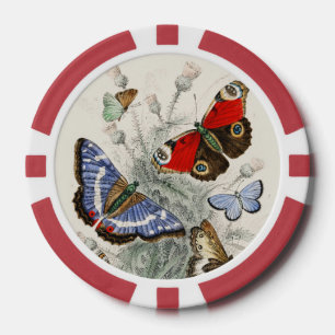 Vintage Butterfly Botanical Scientific Illustratio Poker Chips