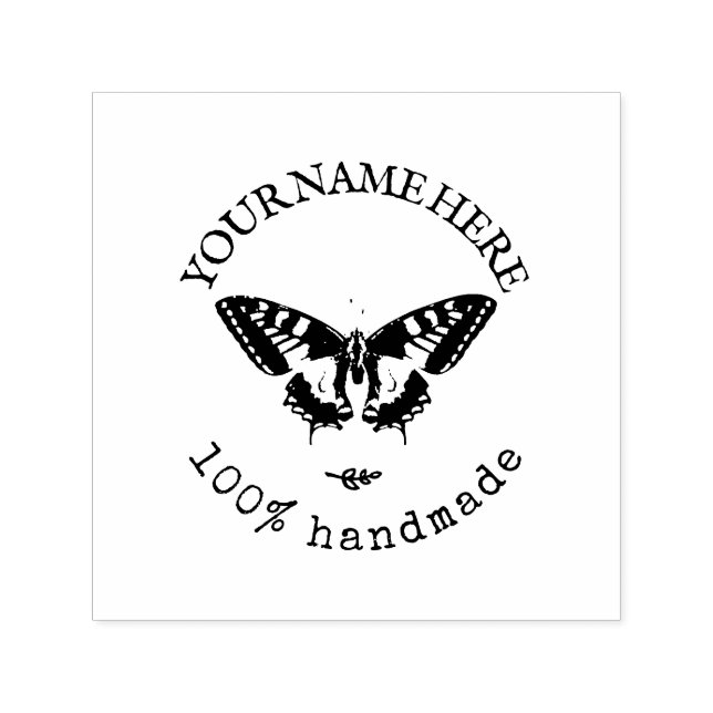 Vintage Butterfly Business Logo Distressed Self-inking Stamp (Design)