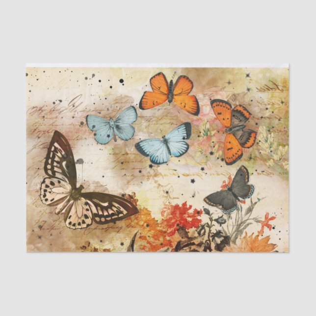 Vintage Butterfly Collage Tissue Paper (Front)