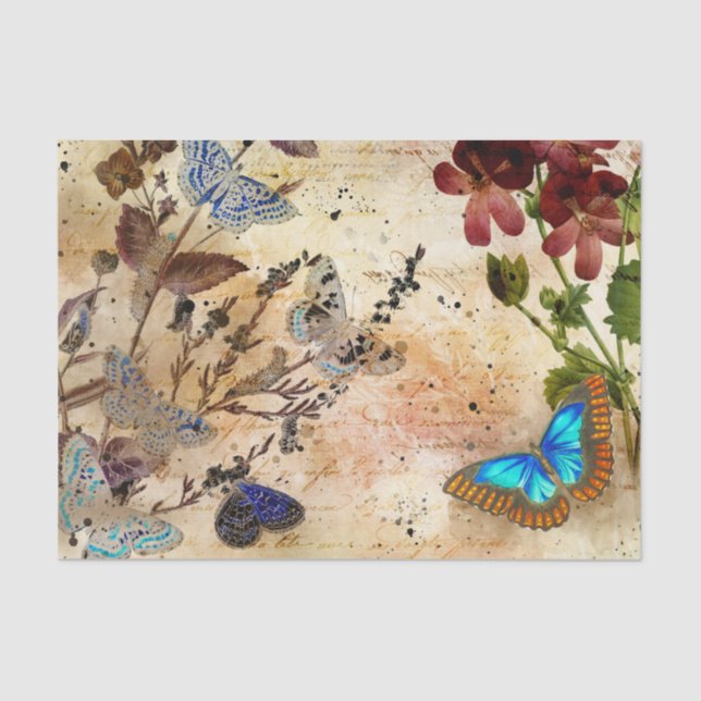 Vintage Butterfly Collage Tissue Paper (Front)