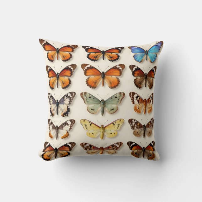 Vintage Butterfly Collection Grid Display Cushion (Front)