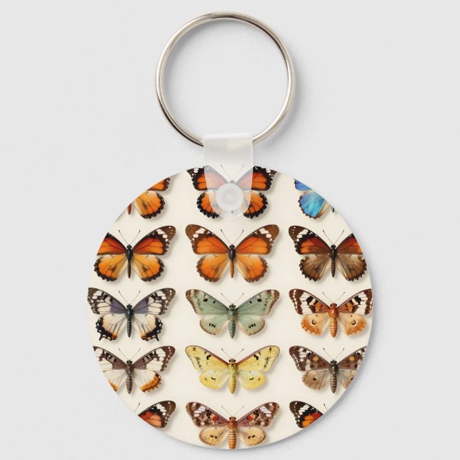 Vintage Butterfly Collection Grid Display Key Ring (Front)