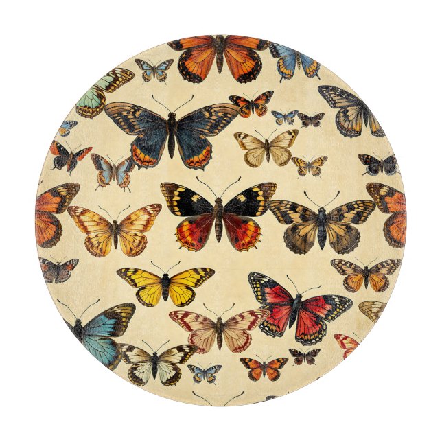 Vintage Butterfly Collection Pattern Cutting Board (Front)