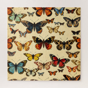 Vintage Butterfly Collection Pattern Jigsaw Puzzle