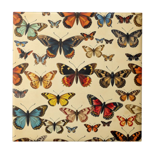 Vintage Butterfly Collection Pattern Tile (Front)