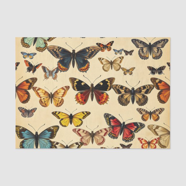 Vintage Butterfly Collection Pattern Tissue Paper (Front)