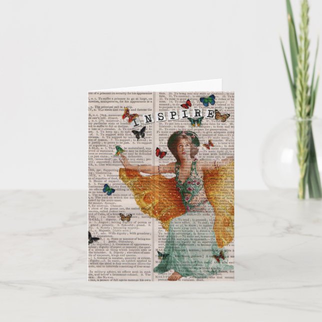 Vintage Butterfly Dancer Dictionay Page Notecard (Front)