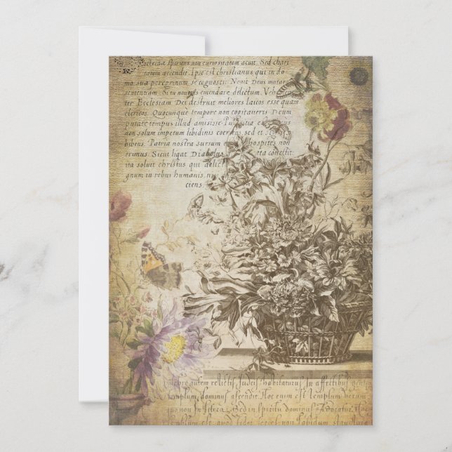 Vintage Butterfly Engraved Botanical Card (Front)