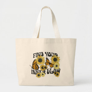 Vintage Butterfly Find Your Inner Glow Large Tote Bag