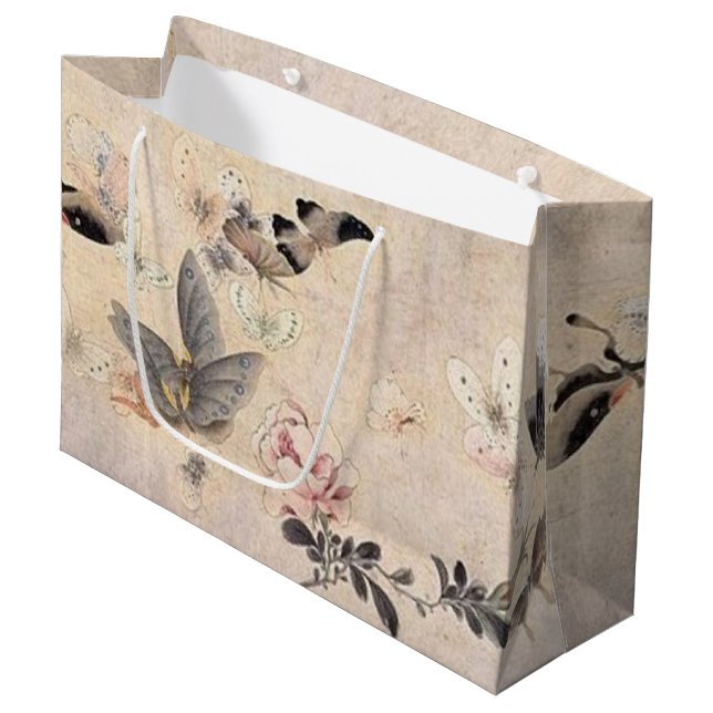 Vintage Butterfly Floral Gift Bag (Front Angled)