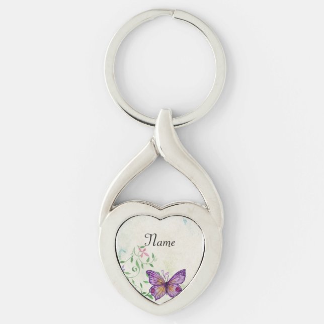 Vintage Butterfly Floral Key Ring (Front)