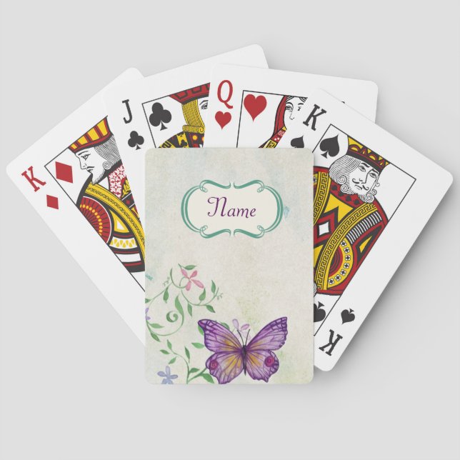 Vintage Butterfly Floral Playing Cards (Back)