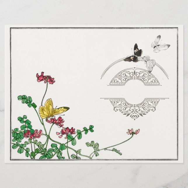 Vintage Butterfly French Frame Journal Title Page (Front)