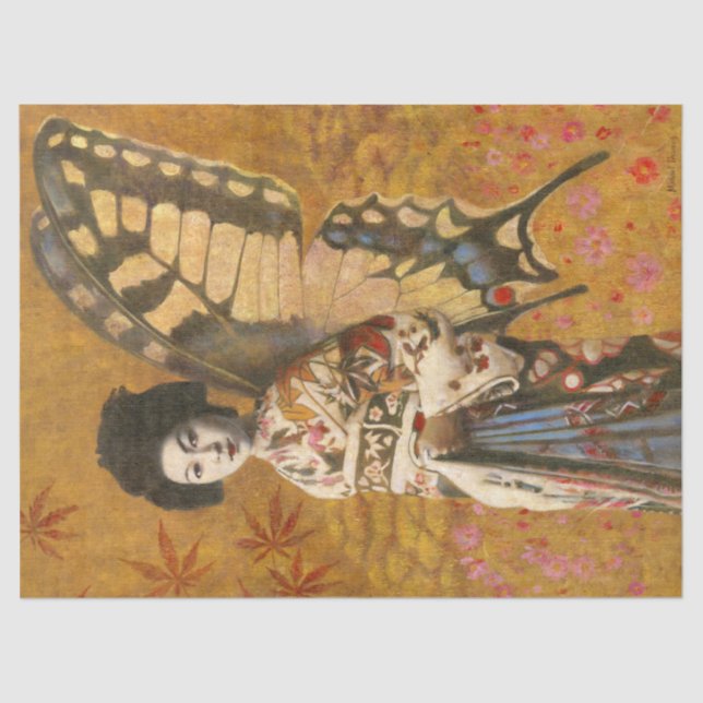 Vintage Butterfly Geisha Tissue Paper (Front)