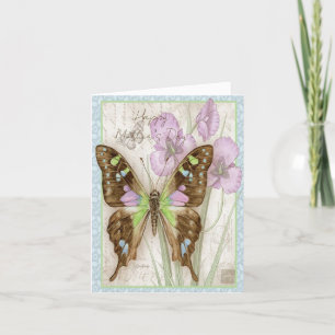 Vintage butterfly holiday card