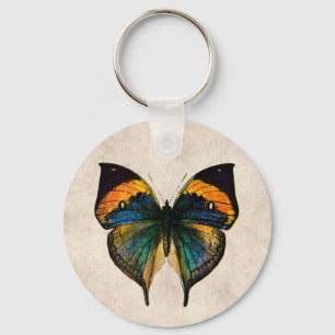 Vintage Butterfly Illustration 1800's Butterflies Key Ring