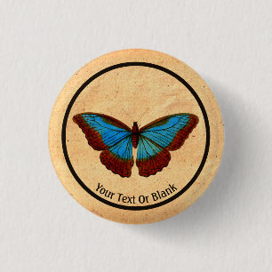 Vintage Butterfly Illustration 3 Cm Round Badge