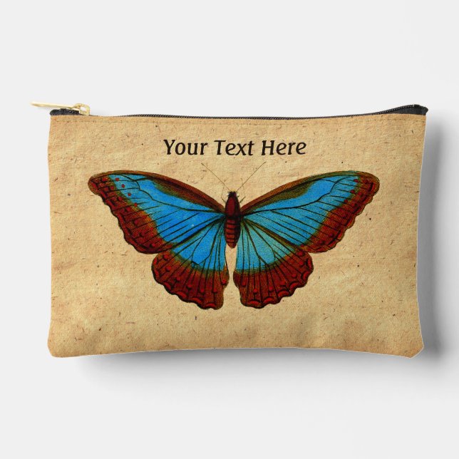 Vintage Butterfly Illustration Accessory Pouch (Front)