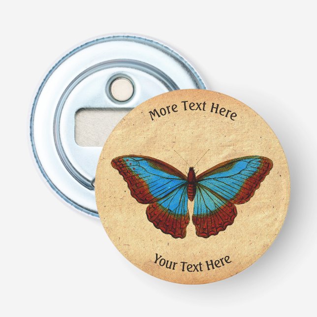 Vintage Butterfly Illustration Bottle Opener (Front)