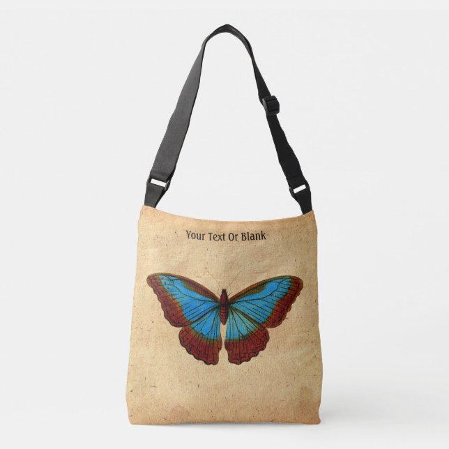 Vintage Butterfly Illustration Crossbody Bag (Front)