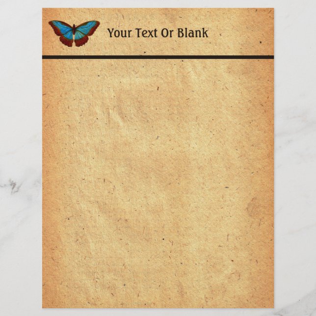 Vintage Butterfly Illustration Custom Letterhead (Front)