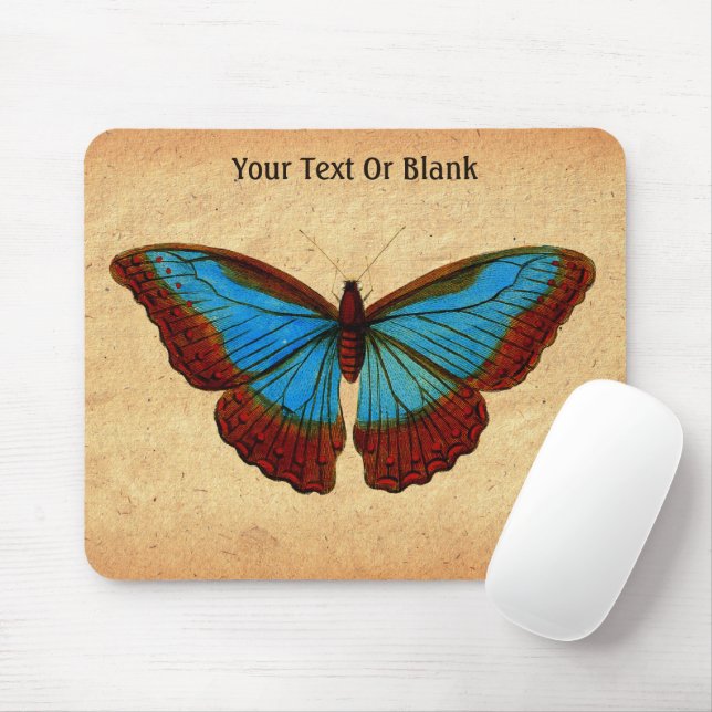Vintage Butterfly Illustration Mouse Mat (With Mouse)