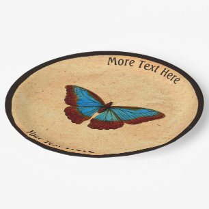 Vintage Butterfly Illustration Paper Plate