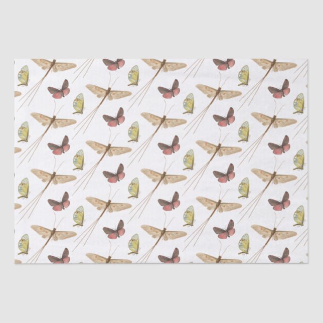 Vintage Butterfly Insect Elegant Birthday  Tissue Paper (Front)