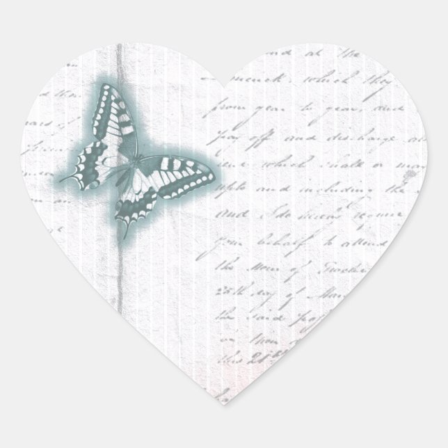Vintage Butterfly letter Heart Sticker (Front)