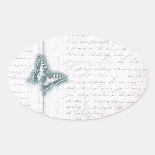 Vintage Butterfly letter Oval Sticker