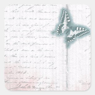 Vintage Butterfly letter Square Sticker