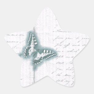 Vintage Butterfly letter Star Sticker