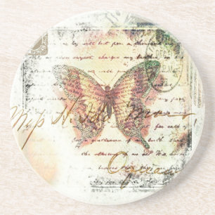Vintage butterfly mail coaster