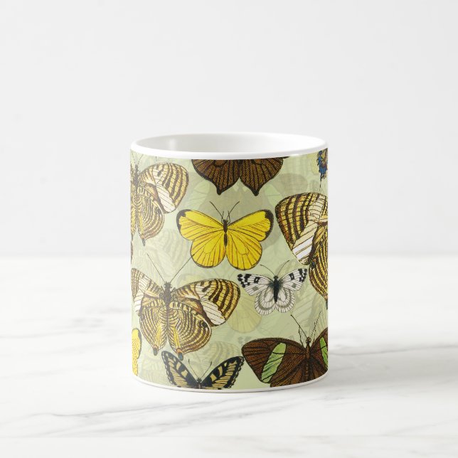 Vintage Butterfly Moth Chart Pattern Coffee Mug (Center)
