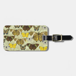 Vintage Butterfly Moth Chart Pattern Luggage Tag