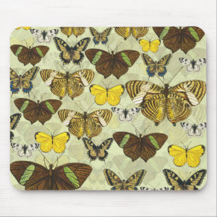Vintage Butterfly Moth Chart Pattern Mouse Mat