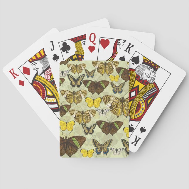 Vintage Butterfly Moth Chart Pattern Playing Cards (Back)