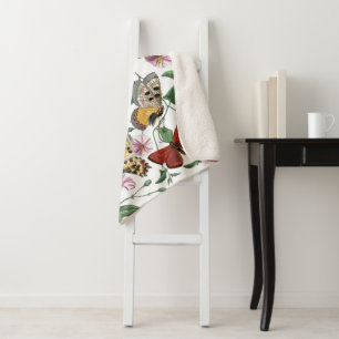 Vintage Butterfly & Moth Painting Sherpa Blanket