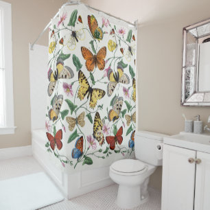 Vintage Butterfly & Moth Painting Shower Curtain