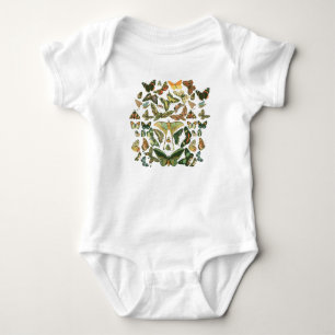 Vintage Butterfly Moth Pattern Print Baby Bodysuit